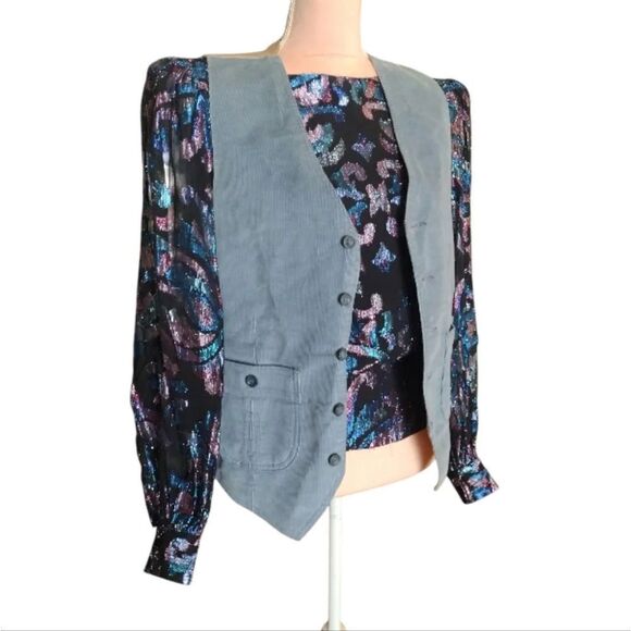 Levi's 70s Wildfire Sportswear Blue Corduroy Button Up Men's Vest *Medium - Picture 7 of 13